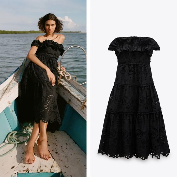 ZARA EMBROIDERED MIDI DRESS - Picture 3 of 7